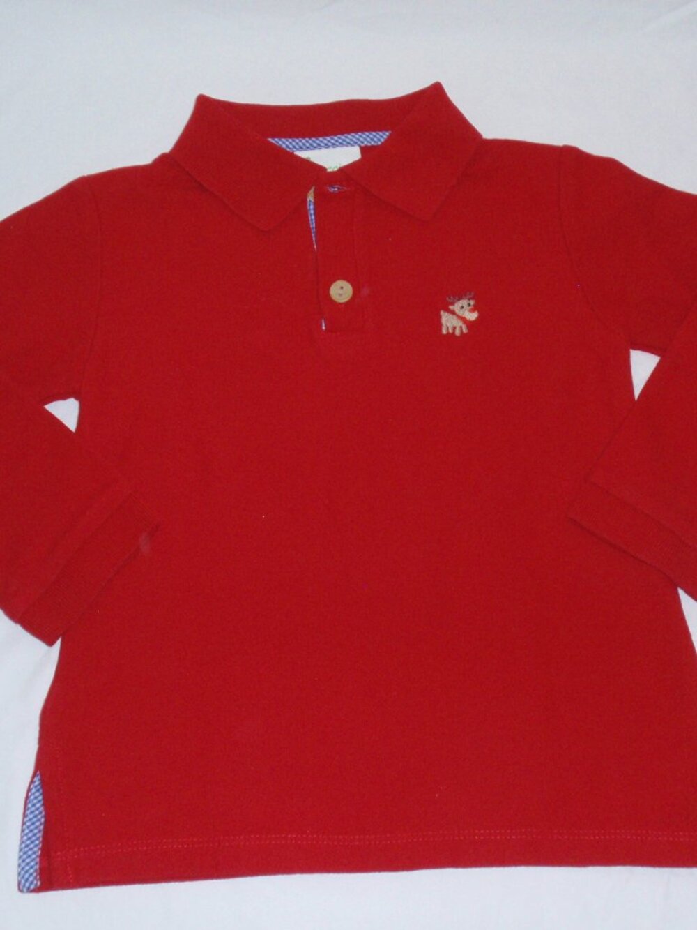 Zuccini Boys Red Christmas Deer Embroidery Long Sleeve Polo Shirt